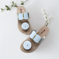 Flicka Sendal Jepit Wanita Model Kancing Casual Sol Karet Mentah Non Slip - Pola Setrip Sandal Panta