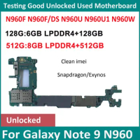 Good Motherboard For Samsung Galaxy Note 9 N960F/DS N960F N960U N9600 N960W Unlocked knox 0*0 MainBoard 128GB 512GB Board