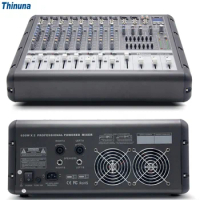 Thinuna PMX-H Professional 8 Channel Audio DJ Mixer with Blueteeth Sound Mixer Audio Karaoke Phantom 48V Powered Amplifier Mixer