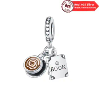 Real 925 Sterling Silver Beads Charm Coffee Cups Books Pendant Fit Pandora Charms Bracelet Diy Women Original Jewelry Gifts