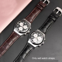 Watch strap For Swatch Genuine leather watch strap YVS451 YVS420 YVS435 men's waterproof and sweat resistant bracelet 21mm