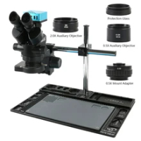 3.5X-90X Simul-Focal Trinocular Stereo Microscope UHD 4K SONY IMX334 HDMI Video Industrial Measuring Camera For PCB Soldering