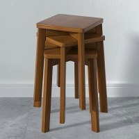 家用餐桌高板凳竹木凳子加厚圓凳現代簡約時尚創意北歐可疊放方凳