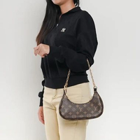 Tas LOUIS VUITTON LV CATCHY PM ECLIPSE BLACK BROWN SHOULDER BAG 100% ORIGINAL 18X6X13CM