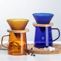Color Hand-brewed Coffee Pot Nordic Wind Home With Scale Glass Pot Milk Tea Shop V Type Drip Mocha Coffee Filter Cup