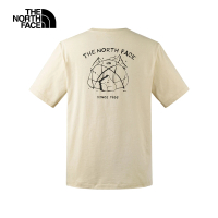 【The North Face】北面男女款卡其色純棉小熊帳篷印花短袖T恤｜8CST3X4