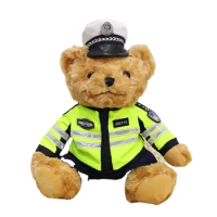 traffic police teddy bear plush toy police bear fire bear motorcycle bear iron riding teddy bear doll gift