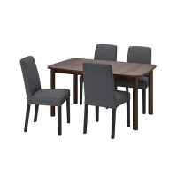 STRANDTORP/BERGMUND 餐桌附4張餐椅, 棕色/gunnared中灰色