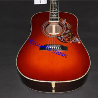 free shipping Handmade vine inlay Acousic guitar 41 inch D body Guitarra acustica cherry solid top acoustic electric guitar