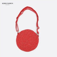 Keris Gallery Tas Full Rajut Circle Rit Single Kecil Merah Putih