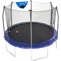 Trampoline 8/12 FT, Round Outdoor Trampoline for Kids with Enclosure Net, Basketball Hoop,800 LBS Weight Capacity Trampolines