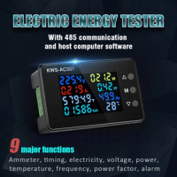 New KWS-AC301 Voltmeter Ammeter AC 50-300V Power Energy Meter 8 in1 LED Digital AC Wattmeter Electricity Meter 0-100A