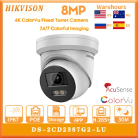 Hikvision 8MP DS-2CD2387G2-LU 4K Full Color POE IP67 Built-in Mic ColorVu Turret CCTV IP Camera Security Surveillance Outdoor