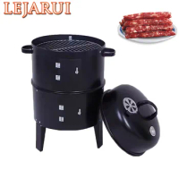 Charcoal Smoker Outdoor Smoker With Thermometer 3 In 1 Removable Outdoor Smoker Double Deck Bbq Smoker Grill For Outdoor Cooking