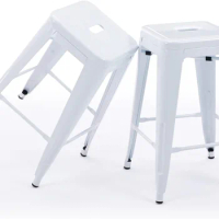 24 "high bar stool White backless bar stool Indoor/outdoor counter stool