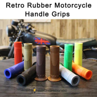 7/8" Handle Bar Retro Rubber Motorcycle Bike Vintage Handlebar Coke Bottle Hand Grip For HONDA GN125 CG125 CB400 Cafe Custom