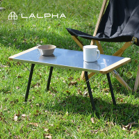 日本LALPHA 便攜型耐熱不鏽鋼板折疊長桌(附收納袋)