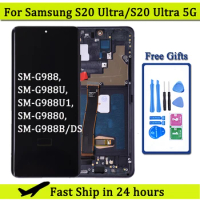 Super AMOLED For Samsung S20 Ultra G988 G988U Lcd Display Digital Touch Screen with Frame For Samsung S20 Ultra 5G LCD