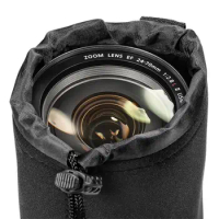 Camera Lens Drawstring Bag Black Waterproof Ca-non DSLR Camera Lens Barrel Case with Hook Camera Accessories