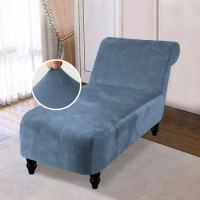 Velvet Chaise Lounge Cover Stretch Armless Lounge Chair Sofa Slipcover Chaise Chair Covers for Living Room Chaise Lounge