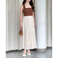[ Marveile ] Lynn Ruffle Skirt / Rok Maxi Ruffle Korean Wanita Choco