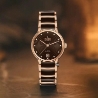 RADO 雷達表 官方授權R01 Centrix 晶萃真鑽自動腕錶 巧克力陶瓷玫瑰金35㎜ (R30037732)