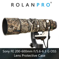 ROLANPRO Waterproof Lens Camouflage Coat Rain Cover for Sony FE 200-600mm F5.6-6.3 G OSS Lens Protective Case Nylon Guns Cloth