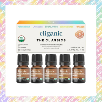 Cliganic - USDA認證 100%純正天然 有機香薰精油入門套裝 (855102007989) 5ml x 5支 一套 - 平行進口貨品