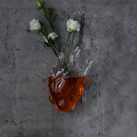 心型玻璃花瓶 ins心臟擺件壁掛水培花瓶墻裝飾