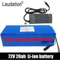Laudation 72V 20ah 20s 6p 18650 Lithium Battery Pack With Built-in Samsung Battery With 40A BMS And Charger For 1000W Motor