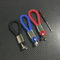 Creative Key Car keychain PU braided rope Detachable Metal 360 Degree Rotating Horseshoe Buckle Braided Moto Men Women Keyrings