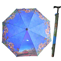 WEPON 阿里山風情可調式長柄自動傘一把(藍色)