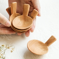 匠人手工製作的櫻桃木小勺子咖啡粉勺木質奶粉勺實木可愛調羹家用