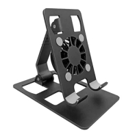 Universal Metal Phone Holder With Cooling Fans Mini Adjustable Bracket 360° Rotatable Stand Desktop Stand Tablet Desk