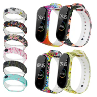 For Mi band 3 4 strap print silicone wrist strap for xiaomi mi band 3 Replacemet colorful wristband for Mi band 3 bracelet band