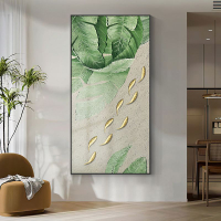 壁畫 九魚圖手繪油畫入戶玄關裝飾畫寓意好芭蕉葉綠植輕奢客廳沙發掛畫