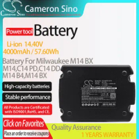 CameronSino Battery for Milwaukee M14 BX fits Milwaukee M14 C14 PD/DD M14 BX M14 B4 Power Tools Replacement battery4000mAh 14.4V