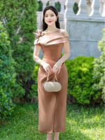 BST NDU 5150 Váy Lụa Twist Satin - Vai -out, Hoá 3D thủ Công, Dáng Suông Thanh Lịch