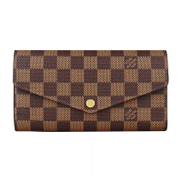 【Louis Vuitton 路易威登】LV N63209 SARAH Damier Ebene棋盤格16卡長夾(炭褐)