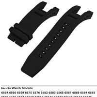 Rubber Black silicone watchband Band for Invicta strap Subaqua Noma IV Noma 4, 32mm lugs Smart Watch
