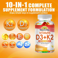 KIRKLAND Vitamin D3 K2 Gummies untuk Dewasa - Vitamin D3 5000IU + K2 (MK-7) 120mcg - Suplemen D3 & K