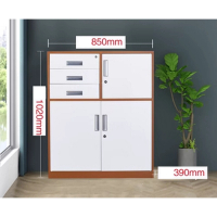 多抽屜鐵皮收納櫃(規格：咖白偏三保矮櫃）（厚度：1.4mm） ) 