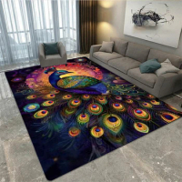 Beautiful Peacock print carpet,living room,bedroom decoration carpet,kitchen,bathroom,non slip floor mat,door mat, birthday gift