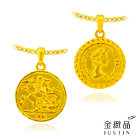 【金緻品】黃金墜子 公主與騎士 1.47錢(純金墜飾 女王頭像 皇后 戰士 戰馬 中世紀 復刻 金幣)