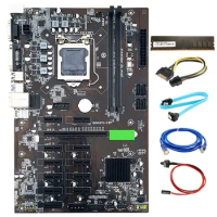B250 BTC Mining Motherboard Kit LGA1151 DDR4 PCI-E X16 with DDR4 4GB 2133Mhz RAM+SATA 15Pin to 6Pin Power Cord