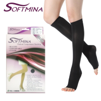 Softmina 專業醫療彈性壓力露趾小腿襪-超薄型(醫療襪/彈性襪/壓力襪/靜脈曲張襪)