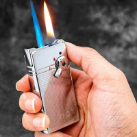 Jobon Zhongbang Double Fire Double Charge Blue Flame Windproof Direct Charge Creative Metal Texture Lighter