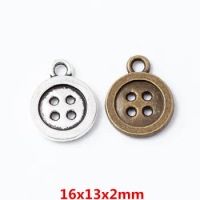 35 pcs Vintage zinc alloy charms Button pendant DIY Bracelet Necklace metal jewelry accessories Makings 6667