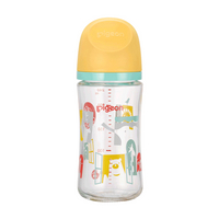 【愛吾兒】貝親Pigeon 第三代母乳實感寬口玻璃奶瓶240ml-彩繪款(M奶嘴)