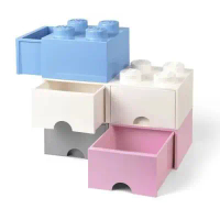 【Room Copenhagen】LEGO樂高四凸抽屜收納箱(多色可選)-石灰色